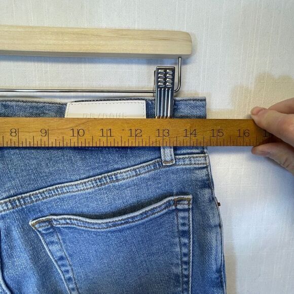 RE/DONE Blue Cotton Blend 90s Denim Button Fly High Rise Ankle Crop Jean Size 29 - Picture 6 of 9